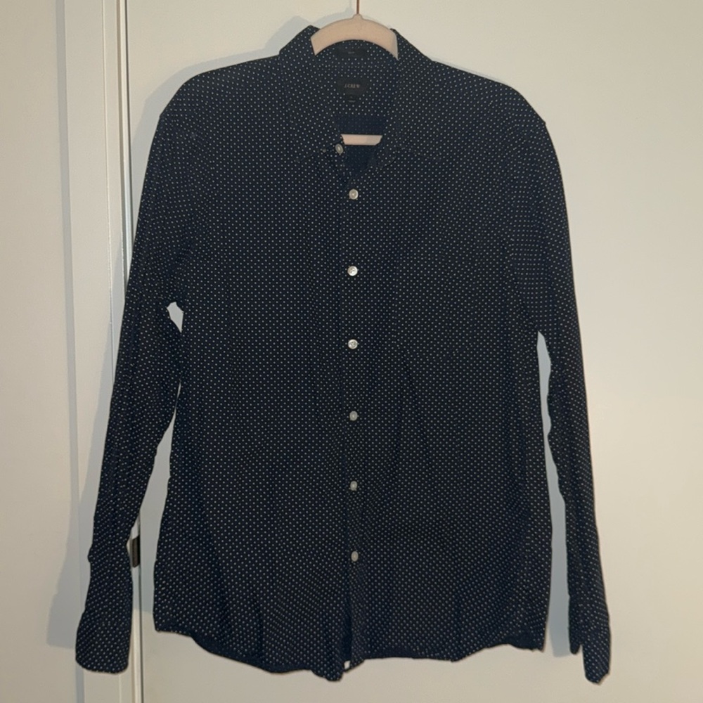 Navy Polka Dot Button Up